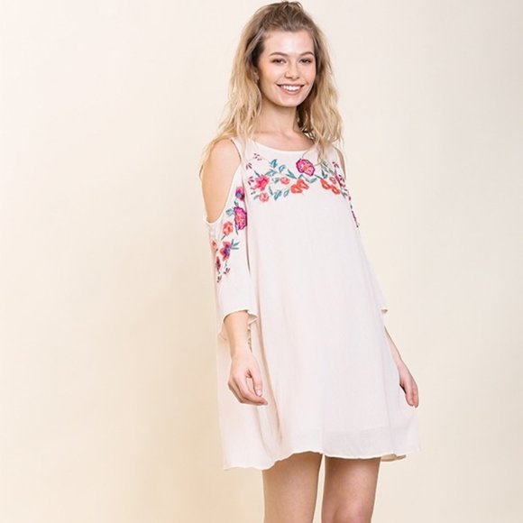 Swing Dress UMGEE , A-Line, Cold Shoulder, Embroidered - Picture 10 of 14